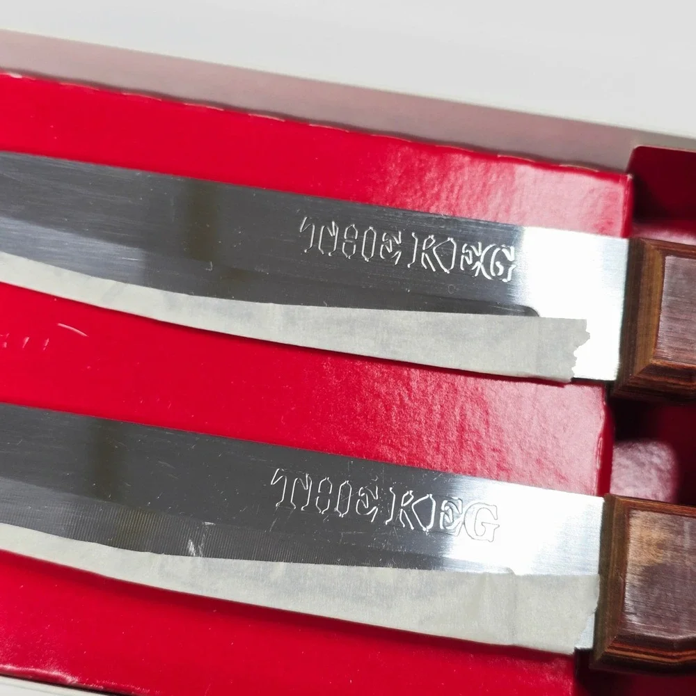 The Keg Steak Knives Set of 2 Wood Handle Restaurant Vintage kitchen Dinner‎